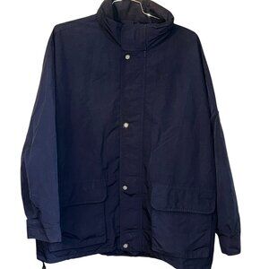 VNTG St Michael Marks & Spencer Deck Jacket Rain Navy Hood Vented‎ Full Zip XL